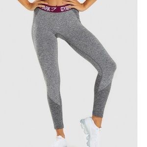 Gymshark Flex Leggings in Charcoal Marl/maroon